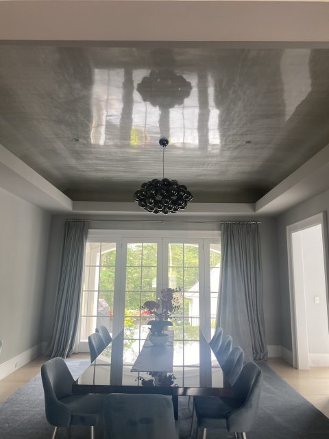 Fine Paints of Europe gray high gloss dining room ceiling