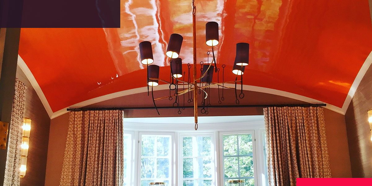 Interior residential ceiling painted with high gloss paint